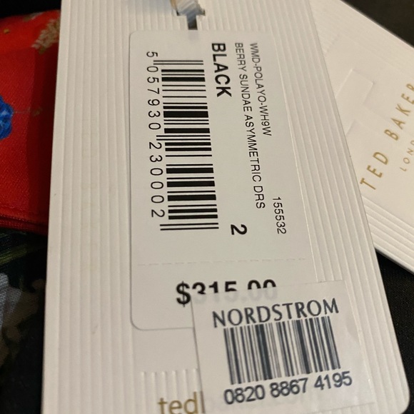 Ted Baker Polayo Floral Asymmetrical Dress NEW NWT Ted Size 2 Small - Picture 5 of 5